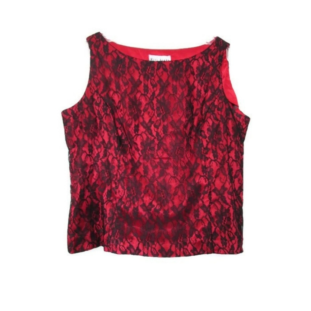 plus size vintage red lace top 14 16 1x - Picture 3 of 4